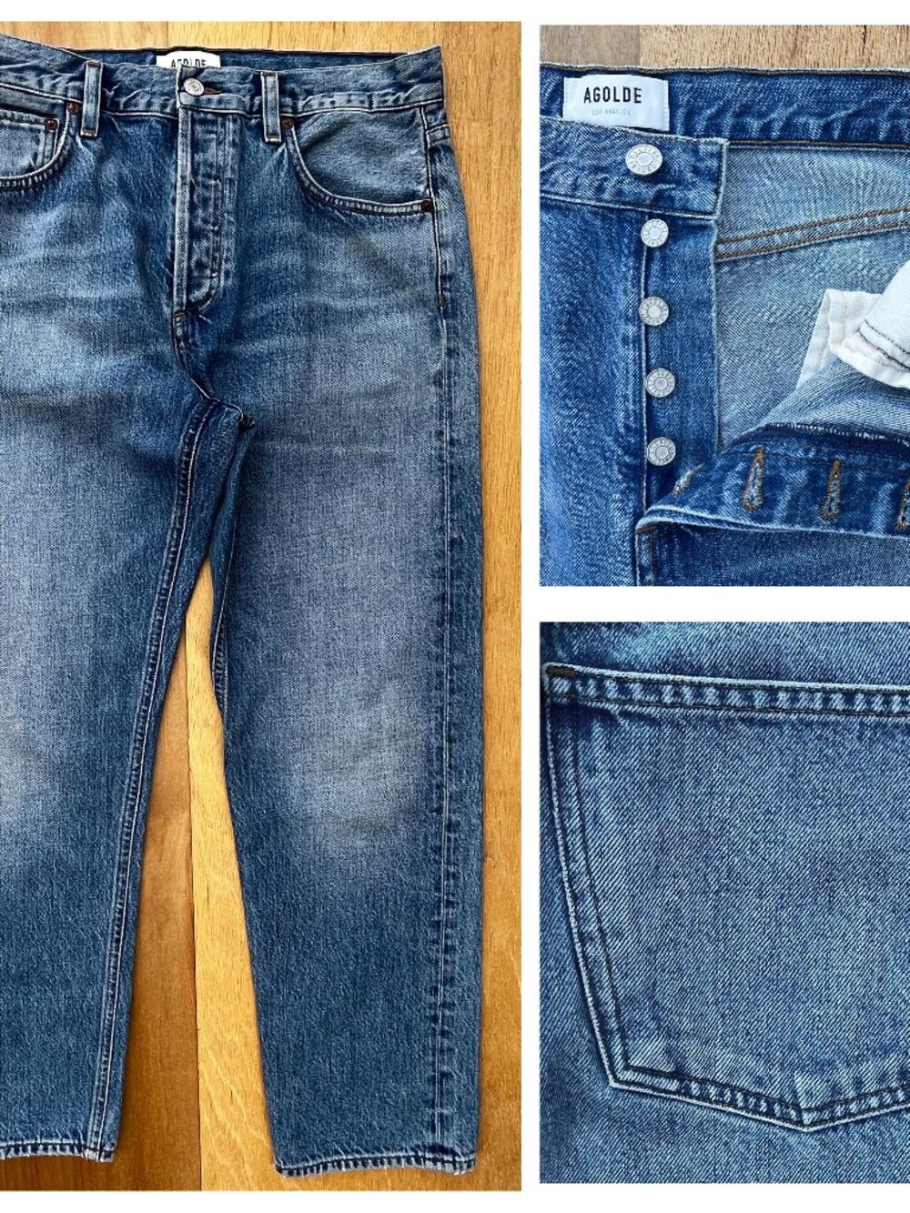 AGOLDE PARKER BUTTON FLY HIGH RISE JEANS Women’s sz 27 Distressed Denim